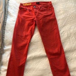 J. Crew Toothpick Pants in Coral Red